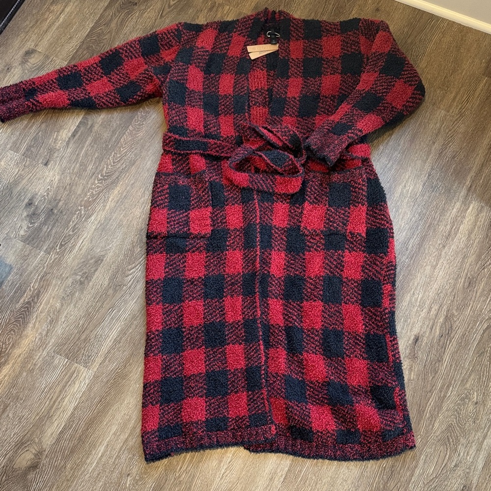 SKIMS Red and Black Plaid Robe